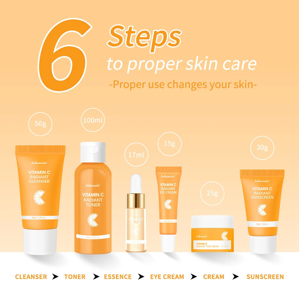 Set Vitamina C Completo - 6 Peças com Protetor Solar e Hidratação Profunda