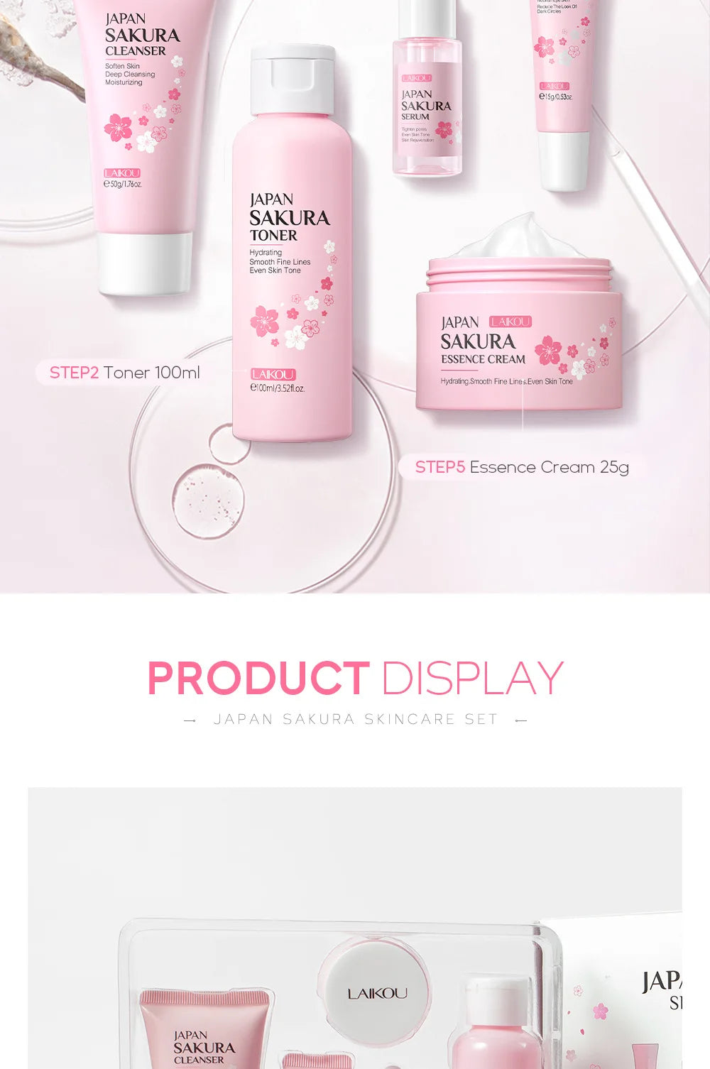 Set Sakura LAIKOU Essencial - 5 Peças para Pele Áspera e Seca