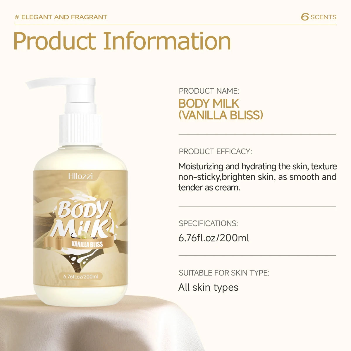 Vanilla Body Lotion Hydrating and moisturizing Long-lasting fragrance Nourishes the skin Suitable for all skin types