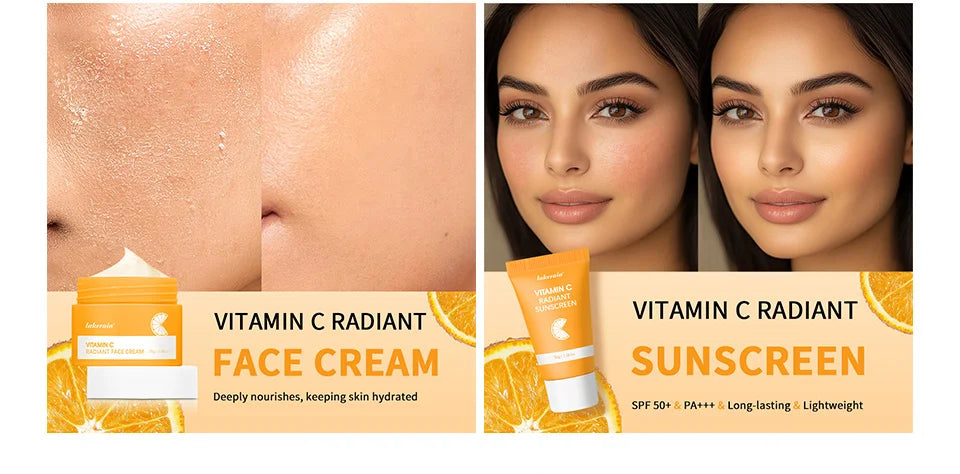 Set Vitamina C Completo - 6 Peças com Protetor Solar e Hidratação Profunda