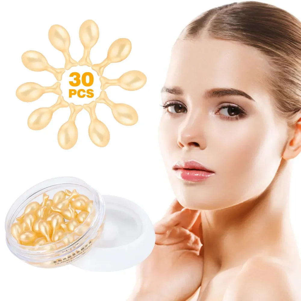 Cápsulas de Ácido Hialurónico 30 Peças - Sérum Hidratante Reparador e Firmador Facial