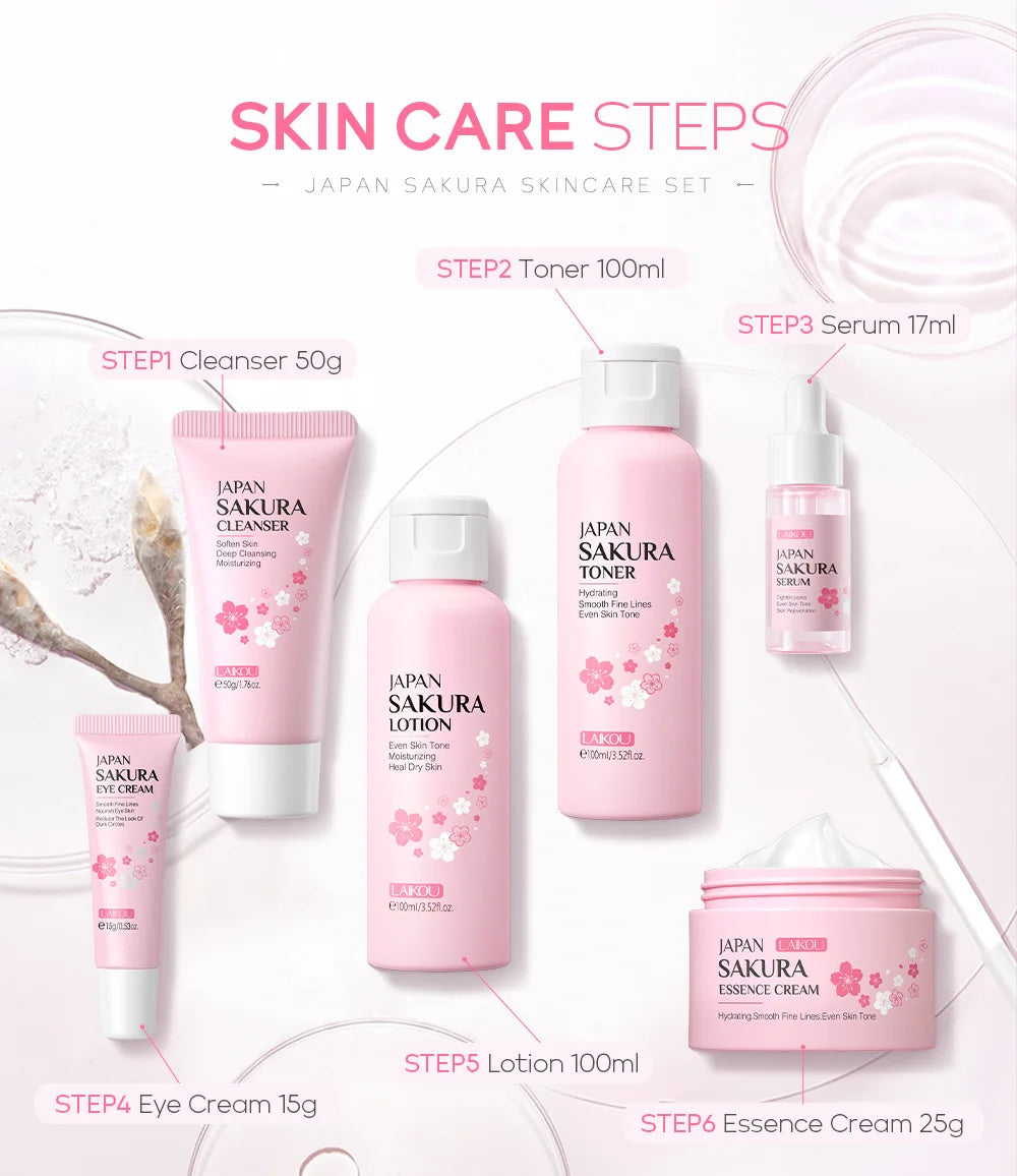 Kit Sakura LAIKOU Completo - 6 Peças Iluminador e Hidratante Premium