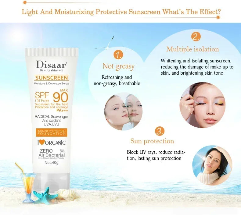 Protetor Solar Facial e Corporal SPF 90 - Anti-Idade Hidratante Clareador