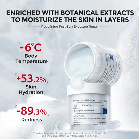 NING DERMOLOGIE SOOTHING SMOOTHIE CREAM INSTANTLY COOLS AND SOOTHES, PROVIDES DAILY REPAIR, AND NOURISHES THE SKIN'S OUTER LAYER