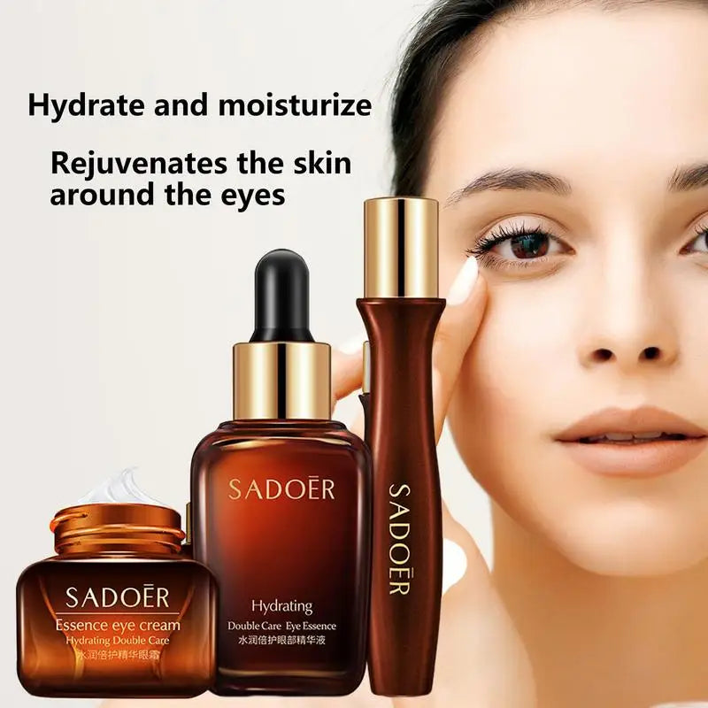 Double Care Essence Eye Set Eyes Repair Cream Eye Cream For Wrinkles Dark Circles Eye Bags Anti Age Firming Hydrating 3pcs