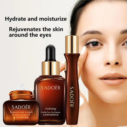 Double Care Essence Eye Set Eyes Repair Cream Eye Cream For Wrinkles Dark Circles Eye Bags Anti Age Firming Hydrating 3pcs