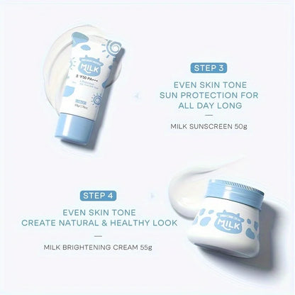 Kit Cuidados Corporais Leite 7 Peças - Hidratante Completo com Saco