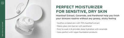 ANUA Heartleaf 70 Intense Calming Cream with Ceramide Whitening Cream Moisturizing Facial Cream 50ml Korean Skin care Product