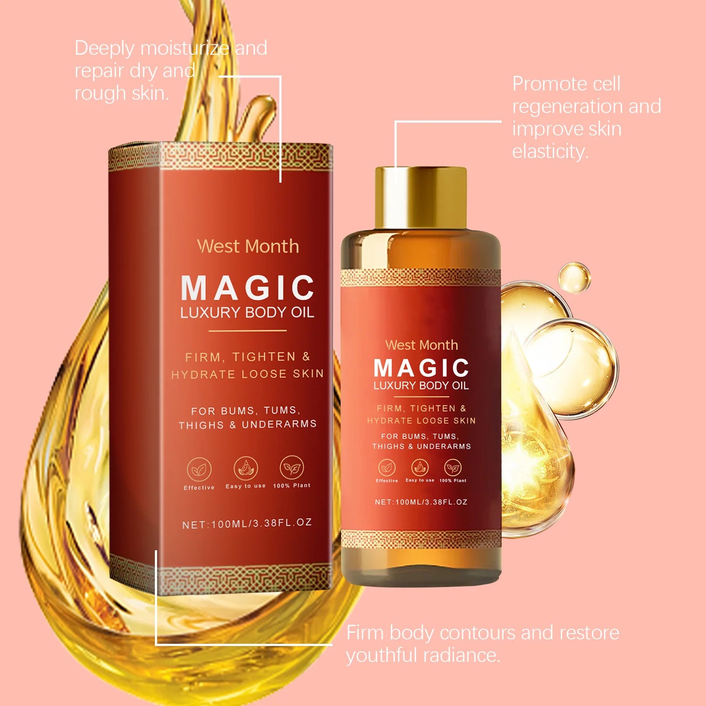Óleo Corporal Mágico de Luxo 100ml - Hidratação Profunda Firmeza Peito Coxas