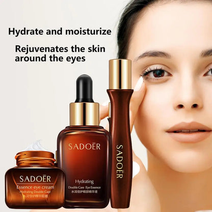Double Care Essence Eye Set Eyes Repair Cream Eye Cream For Wrinkles Dark Circles Eye Bags Anti Age Firming Hydrating 3pcs
