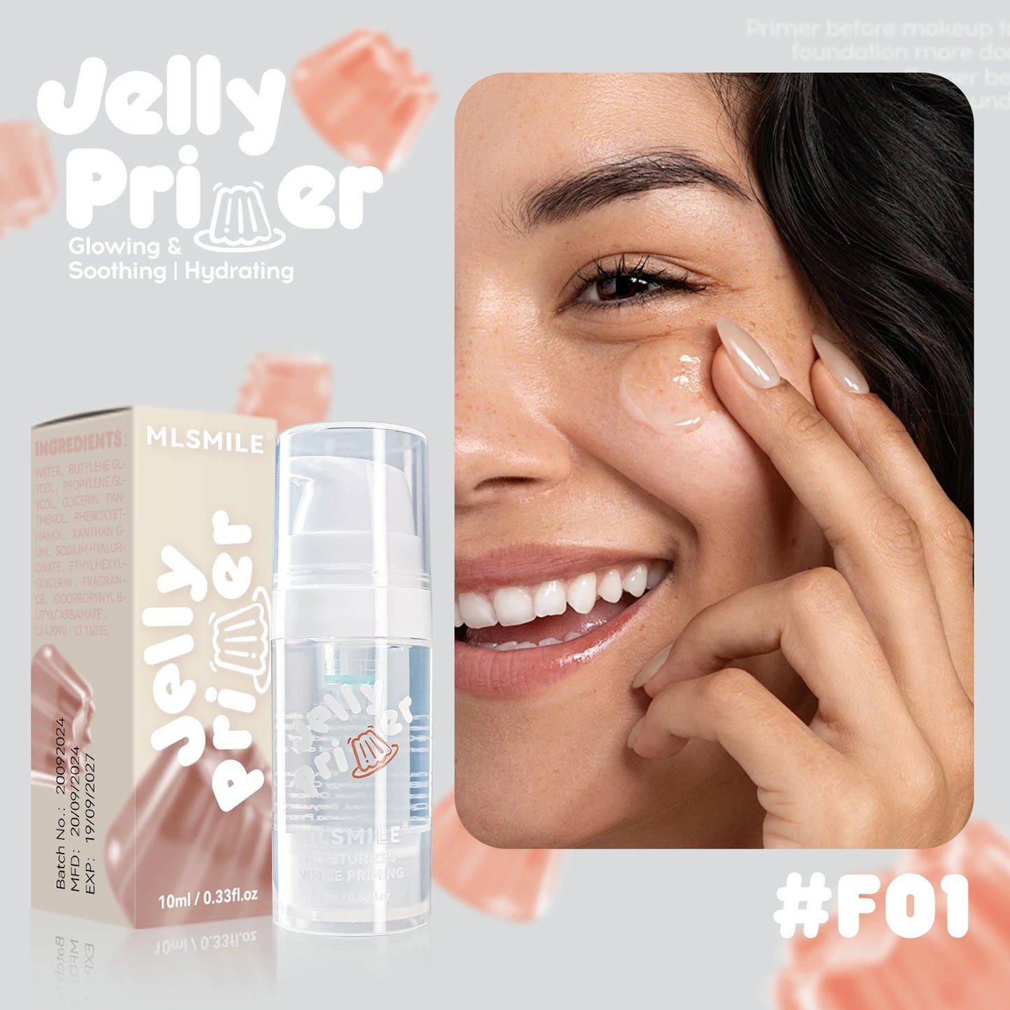 Hydration Boost Primer - Lightweight, Oil-Free, Matte Finish, Transparent Gel For All Skin Types, Natural Look Foundation Cream