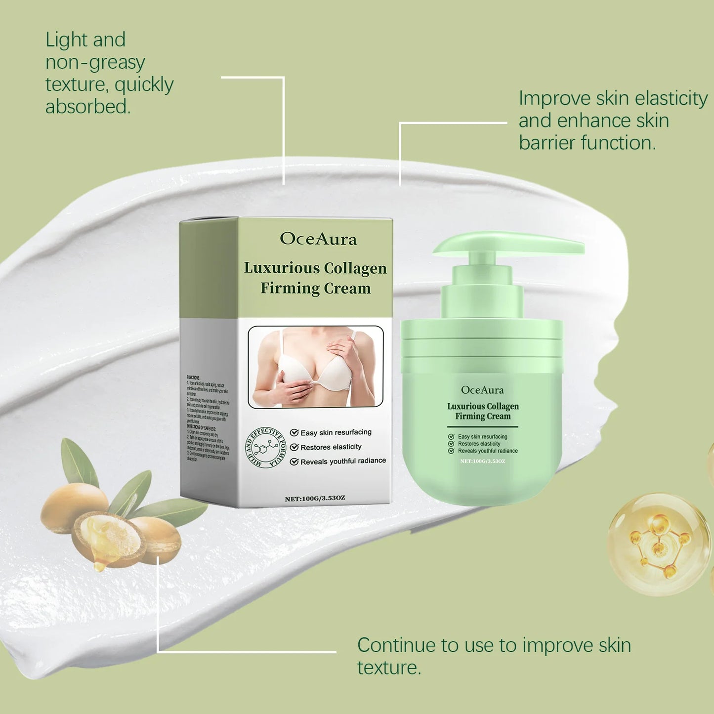 Creme Corporal de Colagénio Firmador 100g - Lifting Natural para Coxas, Glúteos e Peito