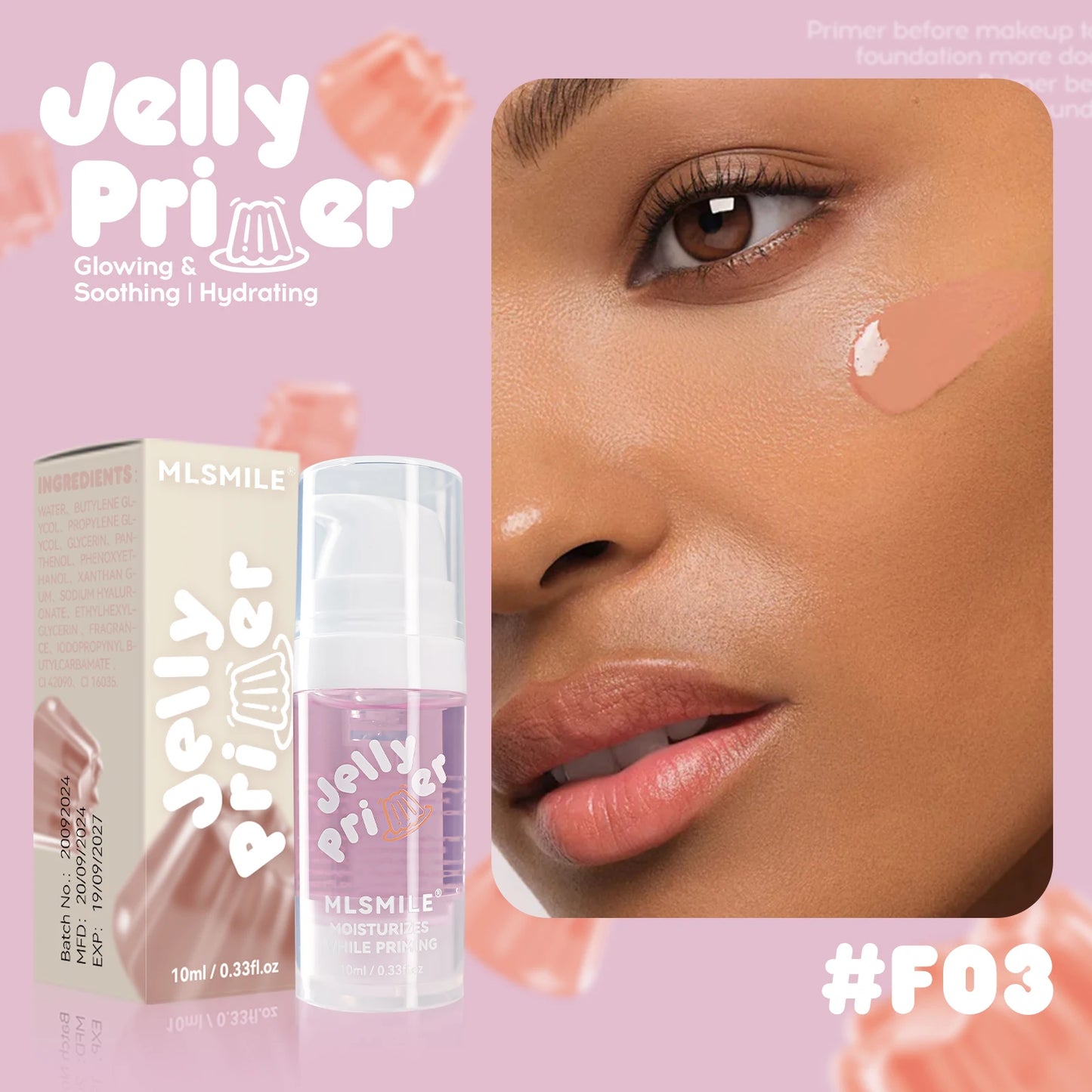 Hydration Boost Primer - Lightweight, Oil-Free, Matte Finish, Transparent Gel For All Skin Types, Natural Look Foundation Cream