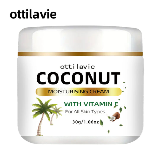 Creme Hidratante de Coco 24h com Vitamina E e Colagénio - Hipoalergénico para Todos os Tipos de Pele