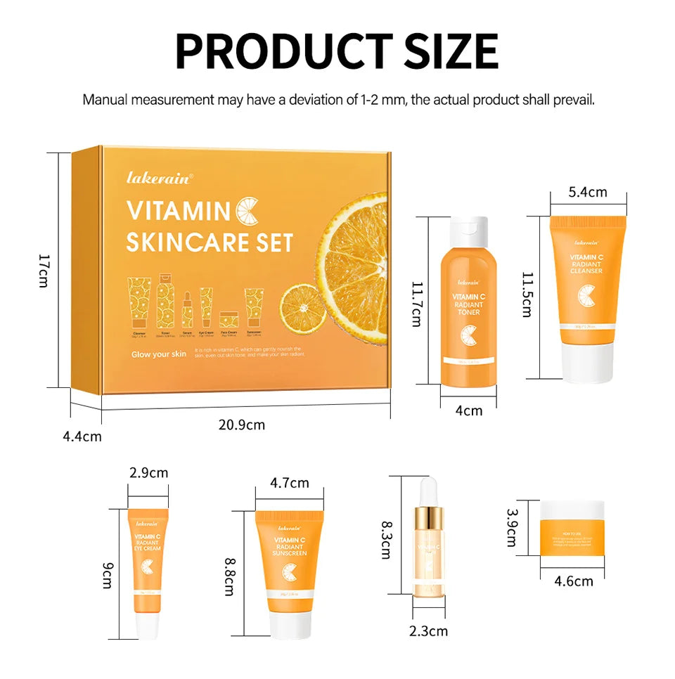 Set Vitamina C Completo - 6 Peças com Protetor Solar e Hidratação Profunda