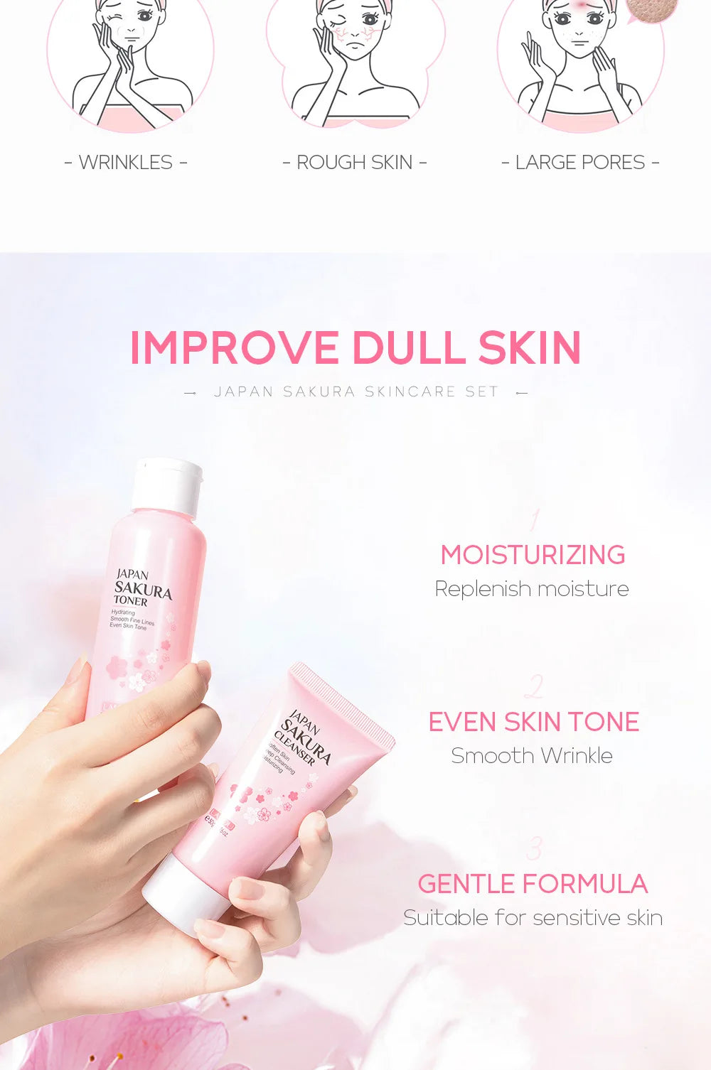 Set Sakura LAIKOU Essencial - 5 Peças para Pele Áspera e Seca