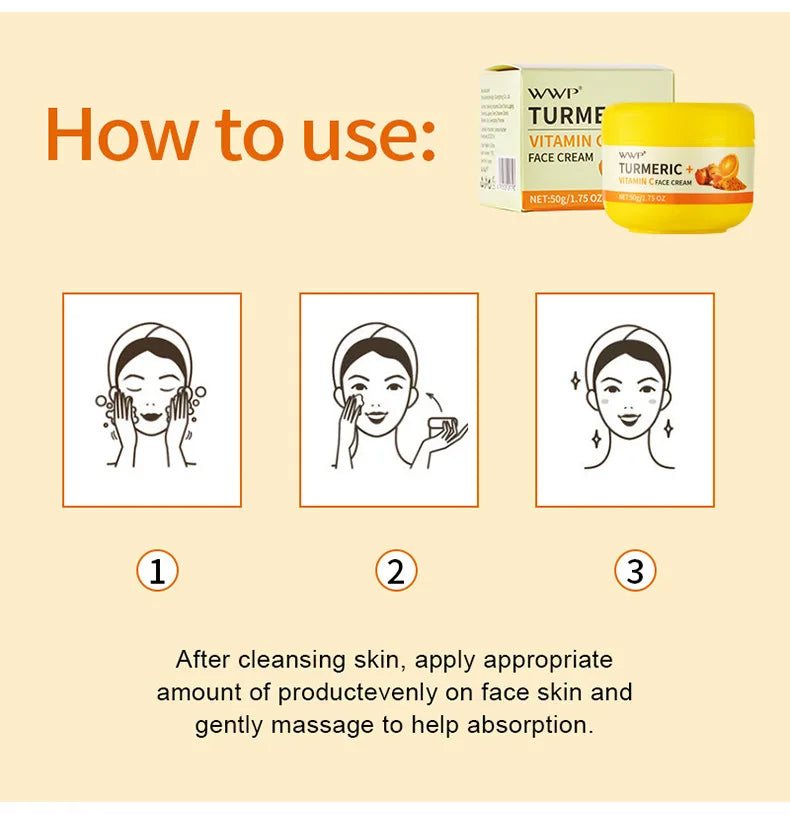Creme Facial Açafrão Vitamina C 50g - Clareador Anti-Manchas Hidratante
