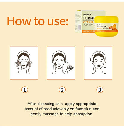 Creme Facial Açafrão Vitamina C 50g - Clareador Anti-Manchas Hidratante
