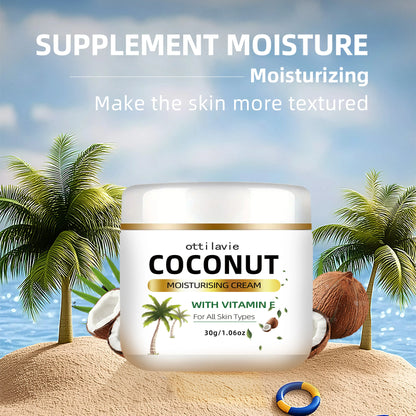 Creme Hidratante de Coco 24h com Vitamina E e Colagénio - Hipoalergénico para Todos os Tipos de Pele