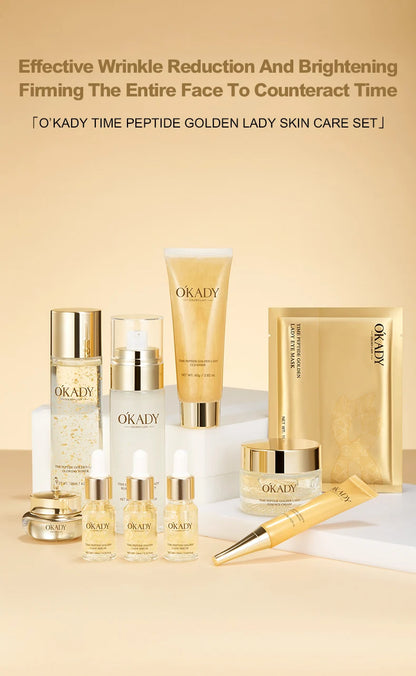 Set OKADY Anti-Idade - 10 Peças Rotina Diária com Vitamina C e Péptidos
