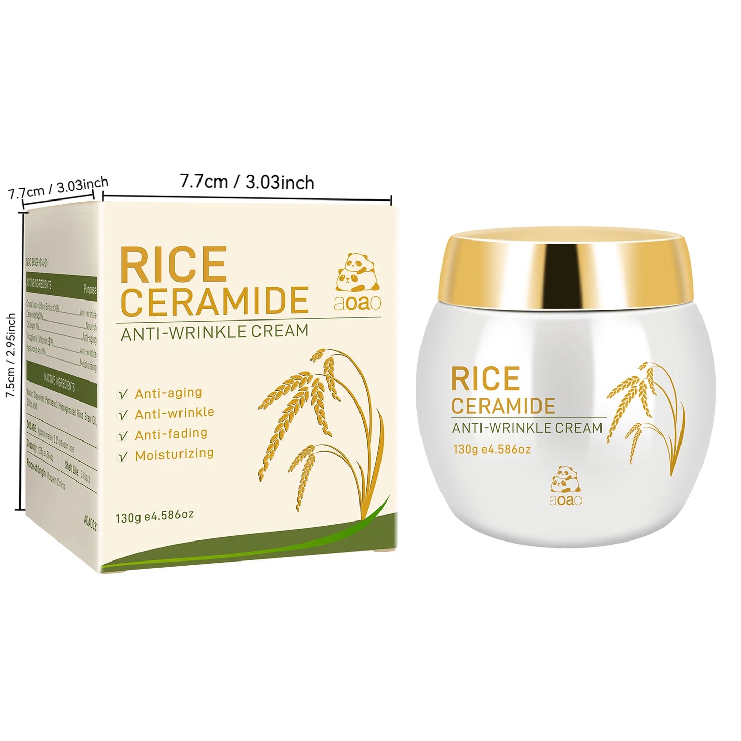 Creme de Arroz Anti-Rugas Colagénio - Hidratante Nutritivo com Ceramidas para Pele Firme
