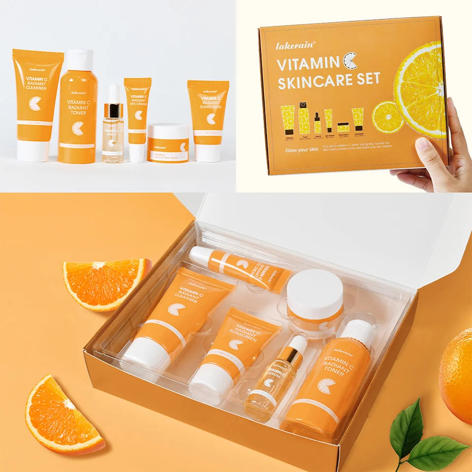 Set Vitamina C Completo - 6 Peças com Protetor Solar e Hidratação Profunda