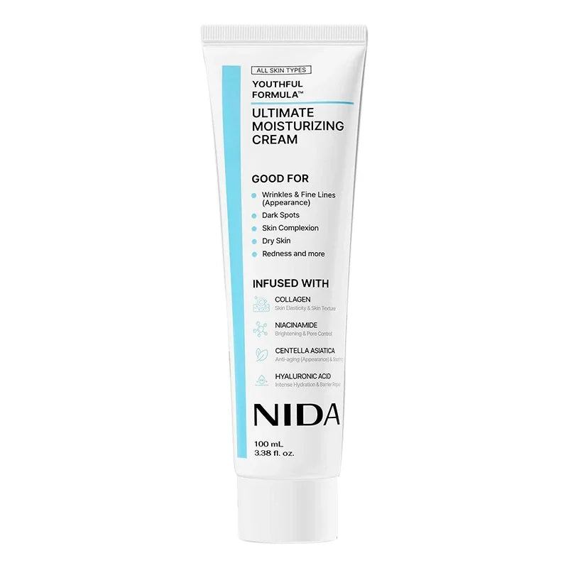 100mL Ultimate Moisturizing Cream Collagen Youthful Formula Niacinamide Centella Asiatica Hyaluronic Acid Wrinkles Spots Cream