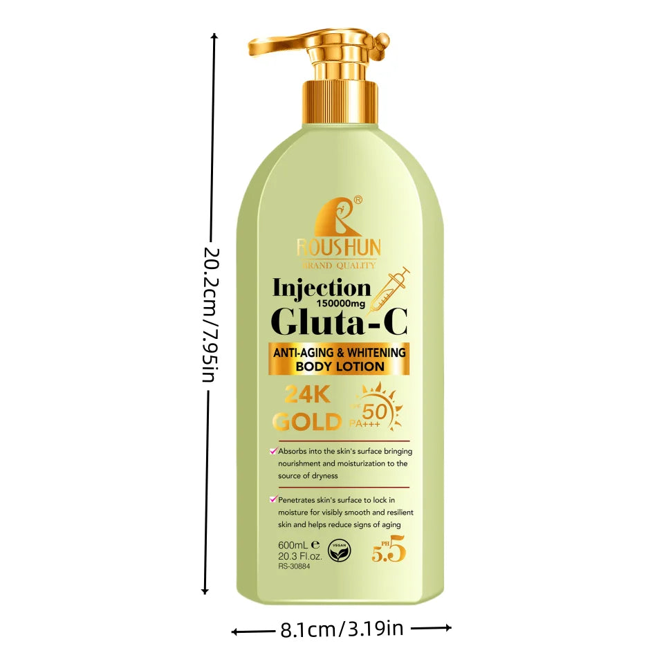 Loção Corporal GLUTA-C 600ml - 2-em-1 Hidratante e Protetor Solar