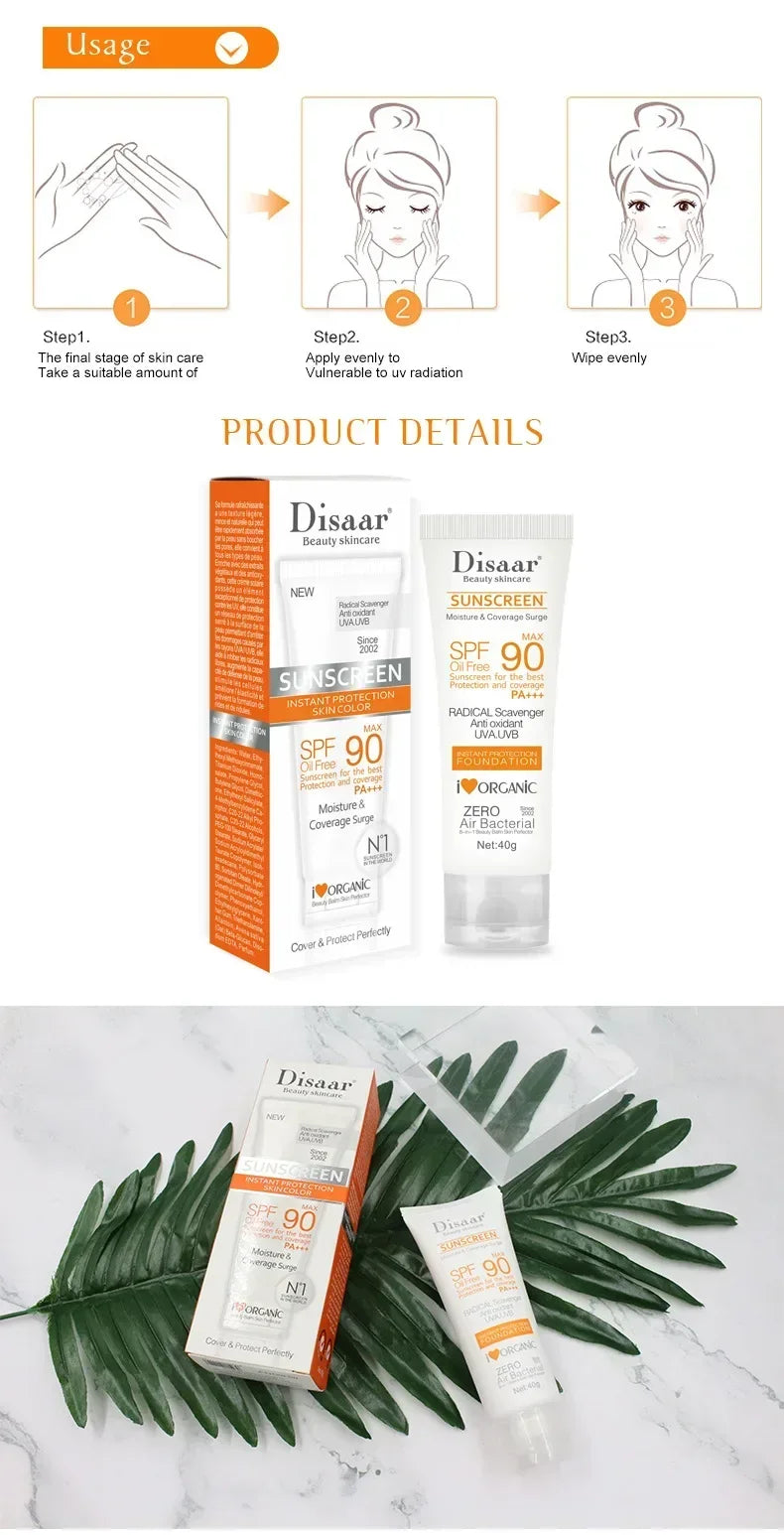 Protetor Solar Facial e Corporal SPF 90 - Anti-Idade Hidratante Clareador