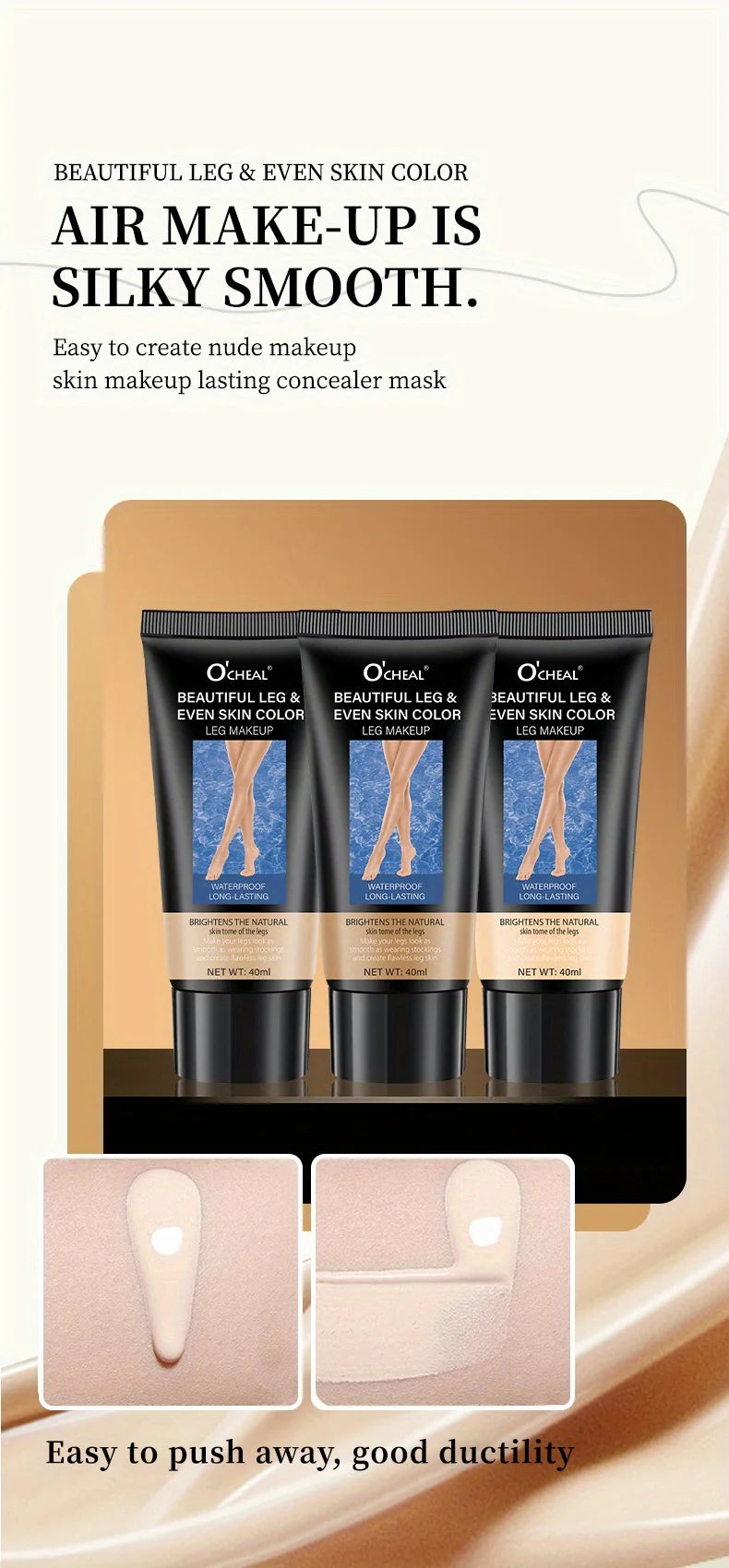 Creme Corretor Pernas à Prova de Água - Uniformiza Tom Hidratante Beleza