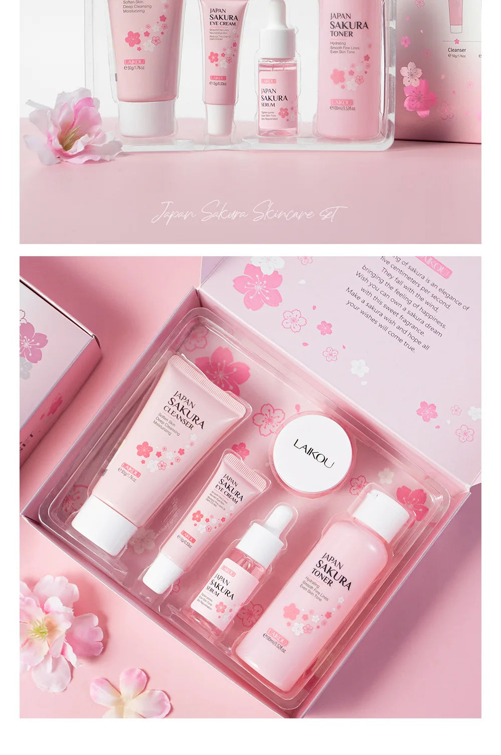 Set Sakura LAIKOU Essencial - 5 Peças para Pele Áspera e Seca