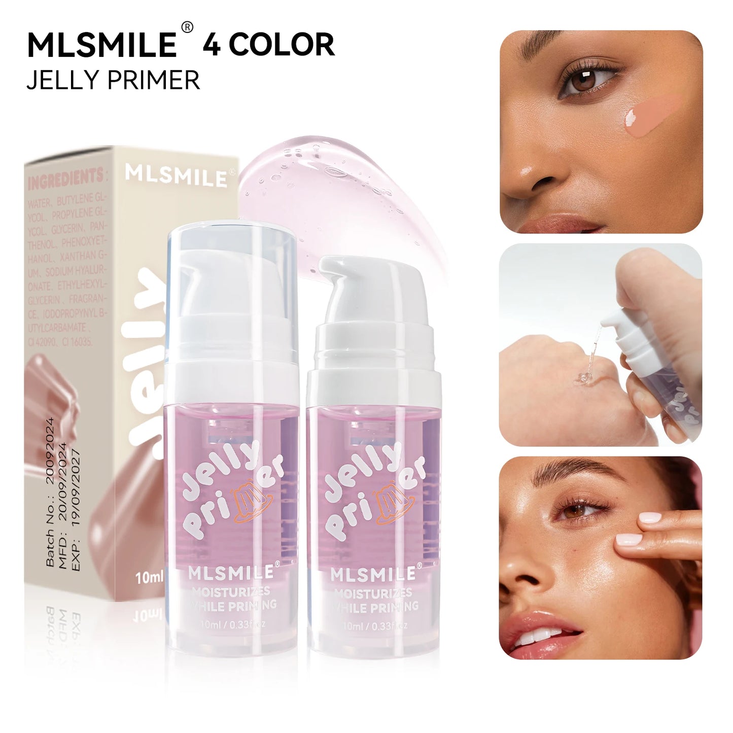Hydration Boost Primer - Lightweight, Oil-Free, Matte Finish, Transparent Gel For All Skin Types, Natural Look Foundation Cream
