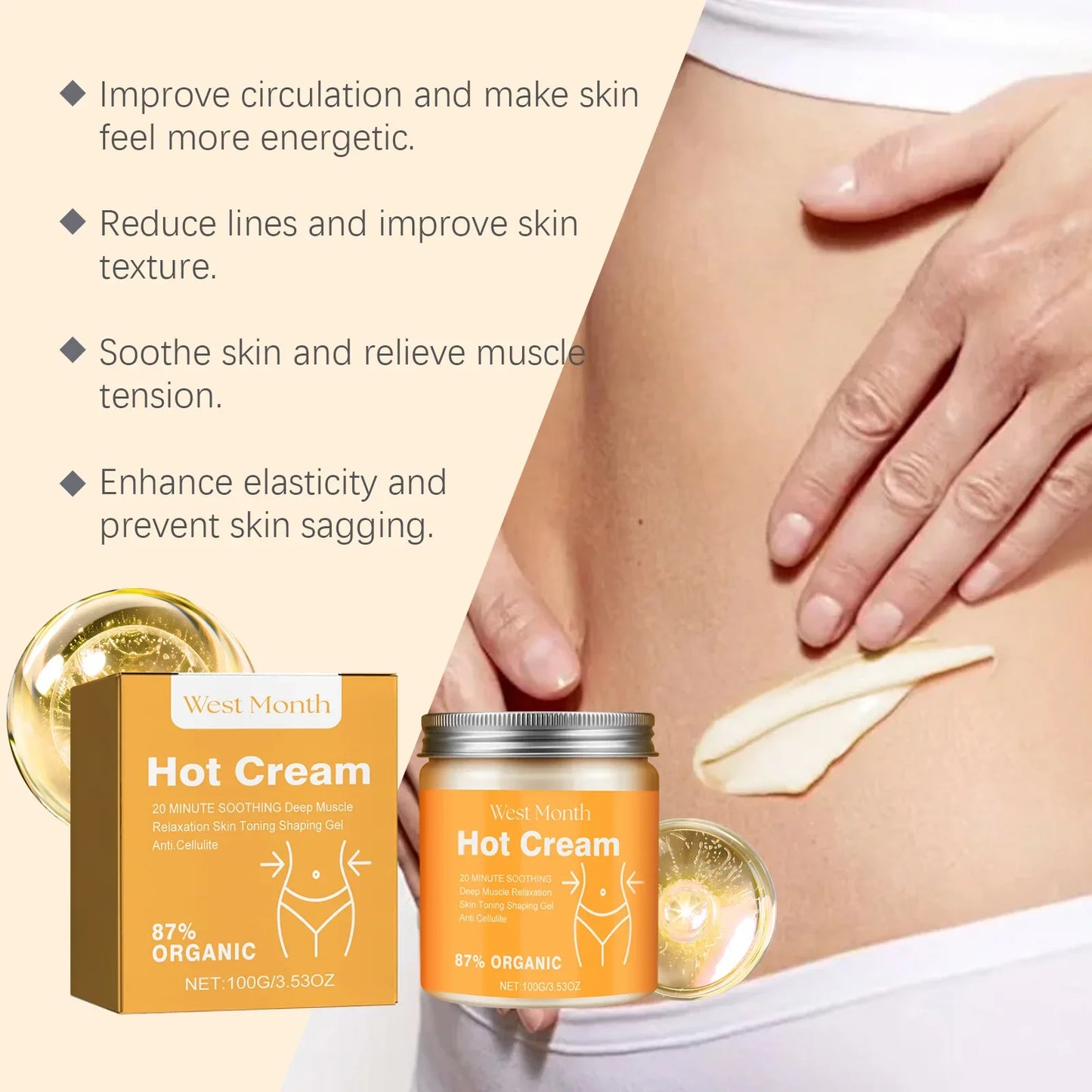 Creme Corporal Firmador West&Month 100g - Elasticidade, Hidratação e Iluminação da Pele