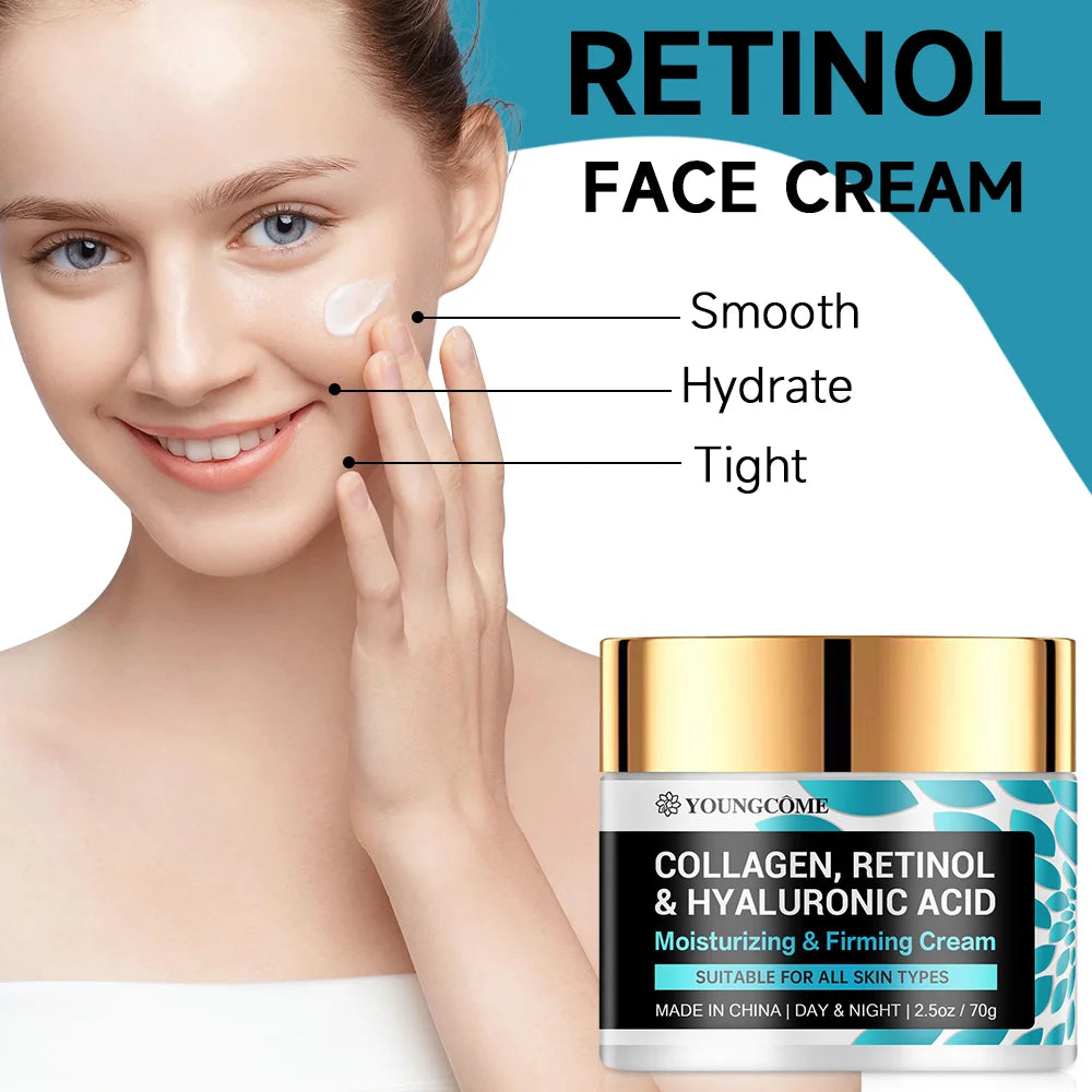 Creme Facial Retinol Colagénio 40g - Hidratante Nutritivo Pele Seca Rugosa Anti-Idade