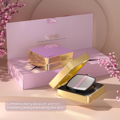 Séfralls Cherry Blossom Air Cushion CC Cream Set 12g×2 (Wheat/Copper) - Hydrating Moisturizing Foundation, Long Lasting Natural
