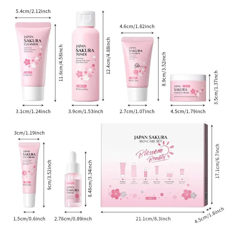 Set Presente Sakura Japonês - 6 Peças com Protetor Solar Gift Set