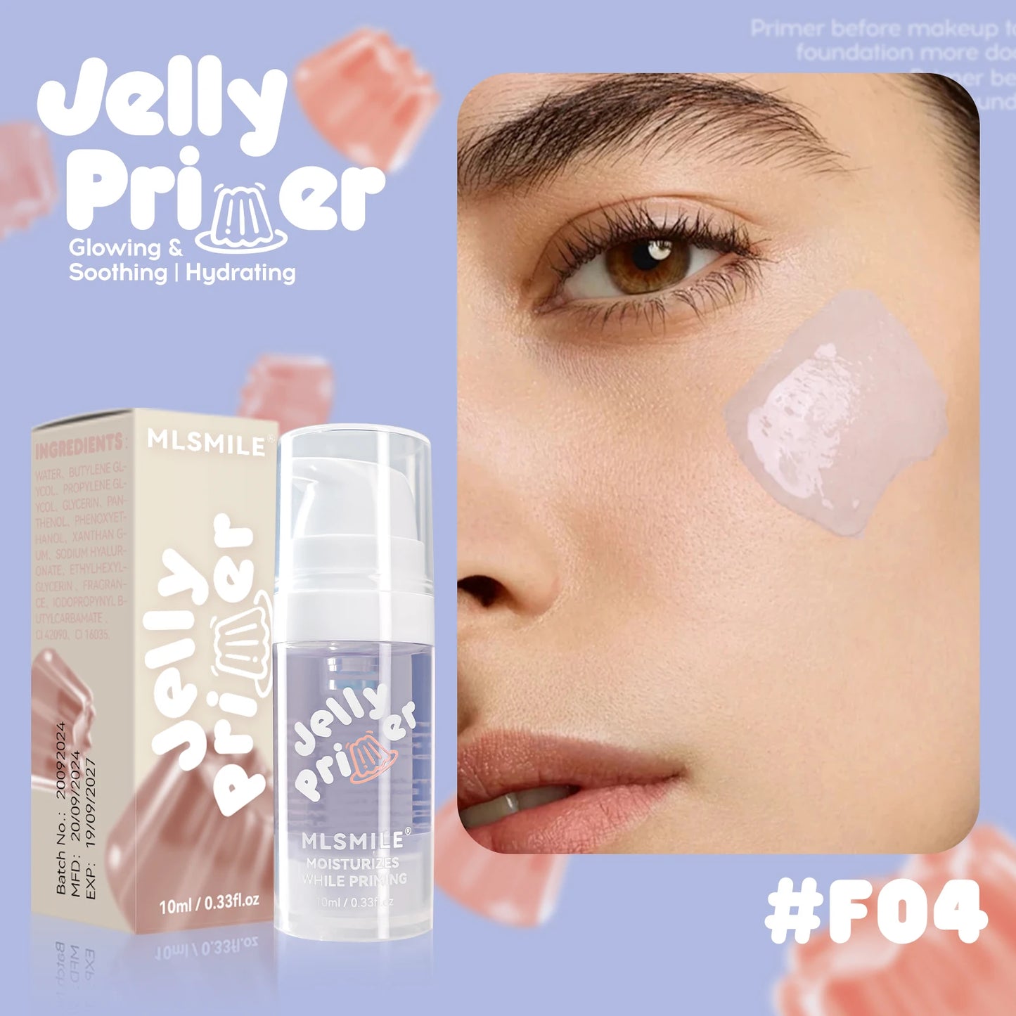 Hydration Boost Primer - Lightweight, Oil-Free, Matte Finish, Transparent Gel For All Skin Types, Natural Look Foundation Cream