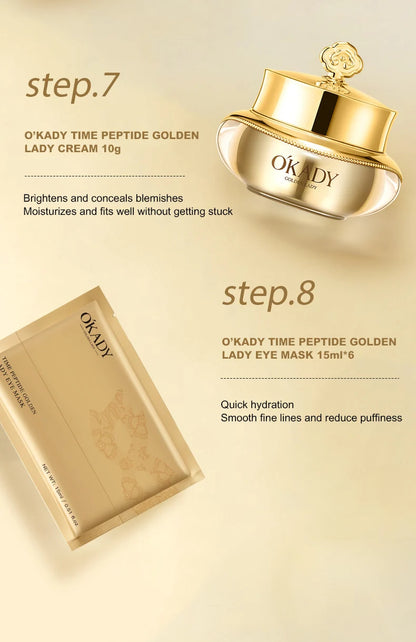Set OKADY Anti-Idade - 10 Peças Rotina Diária com Vitamina C e Péptidos