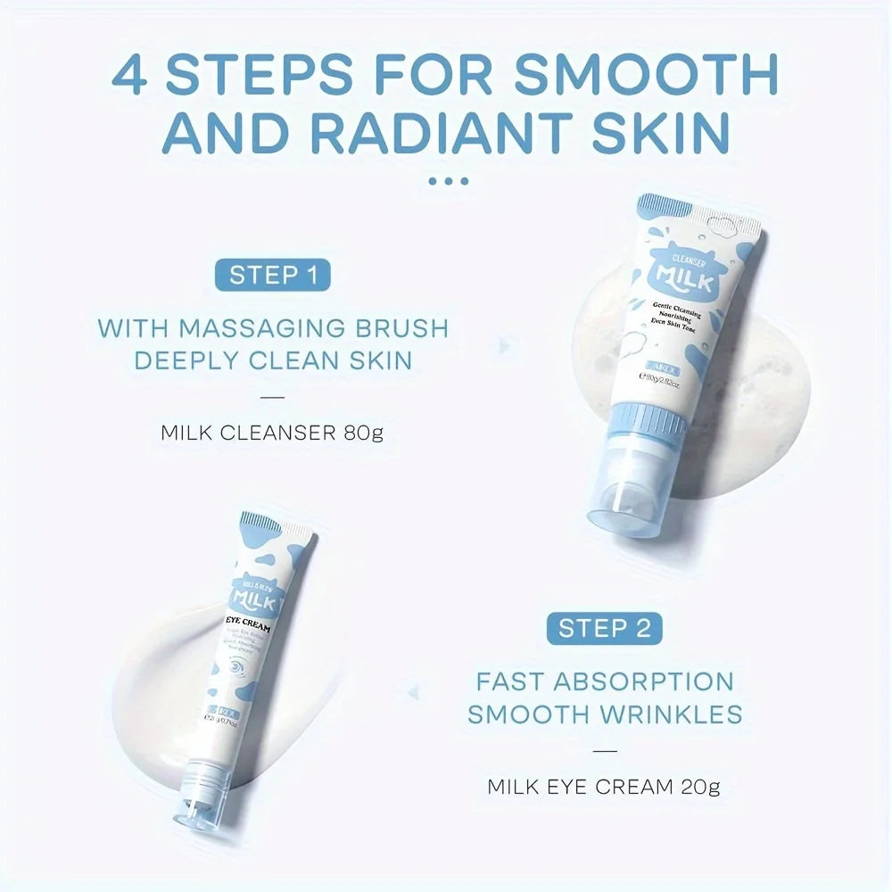 Kit Cuidados Corporais Leite 7 Peças - Hidratante Completo com Saco