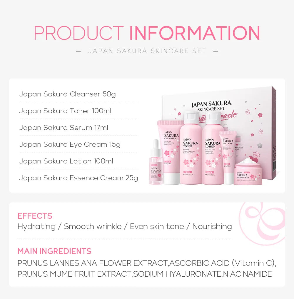 Kit Sakura LAIKOU Completo - 6 Peças Iluminador e Hidratante Premium