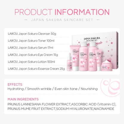 Kit Sakura LAIKOU Completo - 6 Peças Iluminador e Hidratante Premium