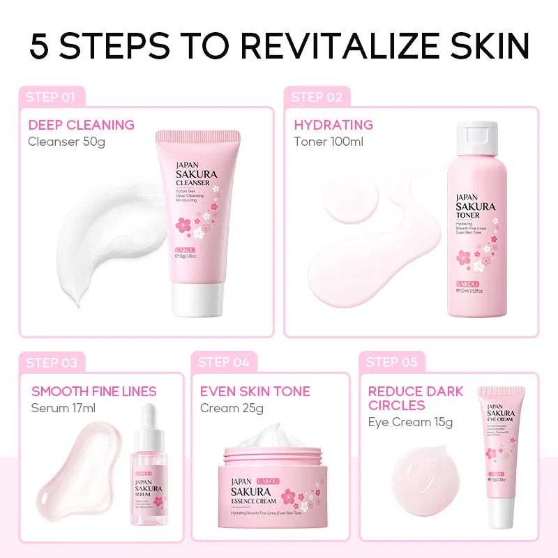 Set Sakura LAIKOU Essencial - 5 Peças para Pele Áspera e Seca