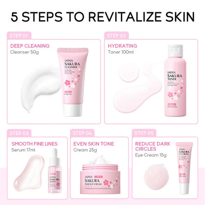 Set Sakura LAIKOU Essencial - 5 Peças para Pele Áspera e Seca