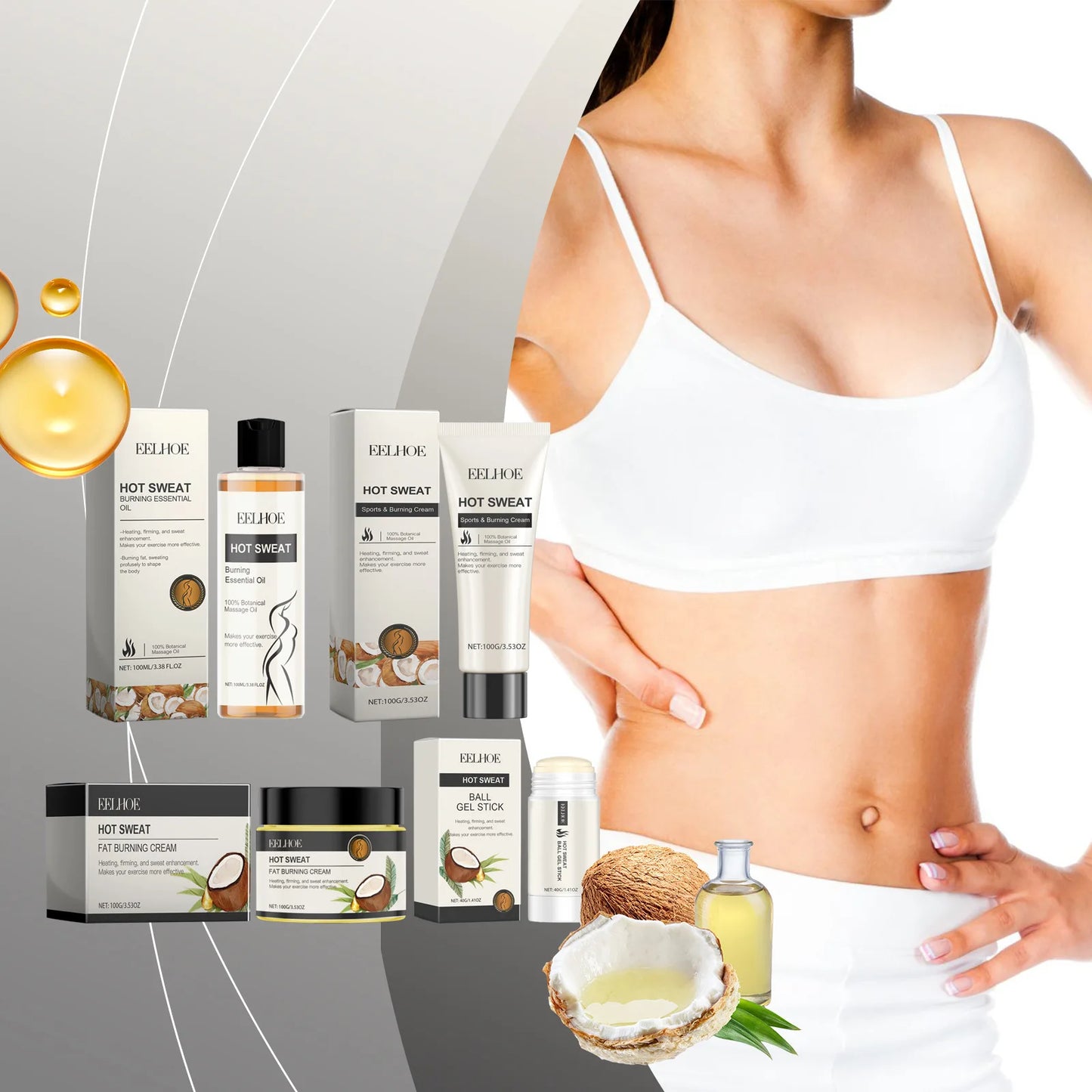 Creme Anti-Flacidez EELHOE 100ml - Firmador Abdominal Hidratante Modelador
