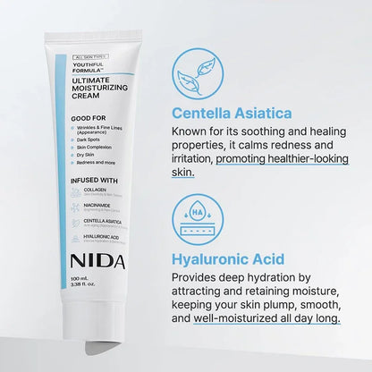 100mL Ultimate Moisturizing Cream Collagen Youthful Formula Niacinamide Centella Asiatica Hyaluronic Acid Wrinkles Spots Cream