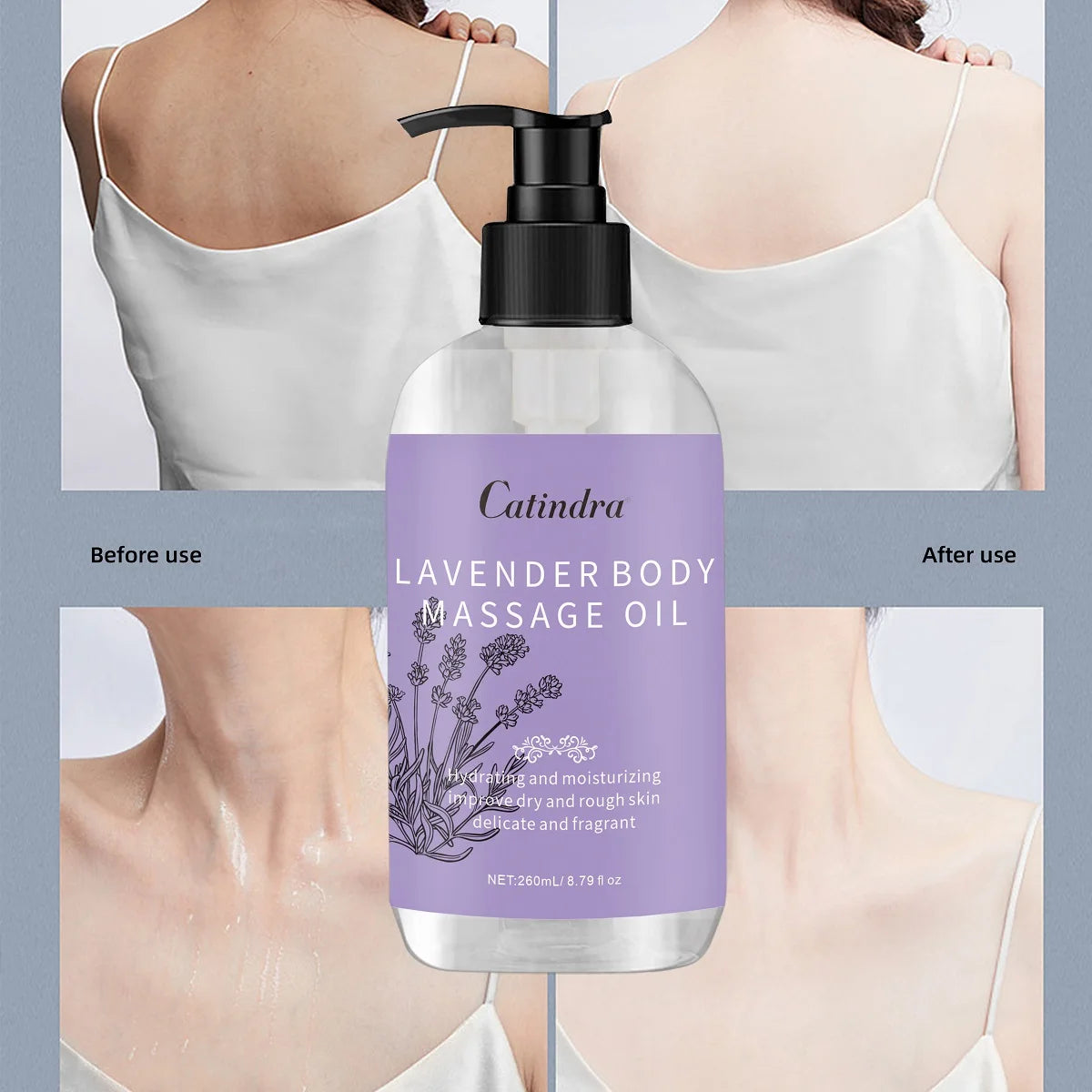 Óleo de Massagem Corporal Lavanda 260ml - Firmador com Colagénio