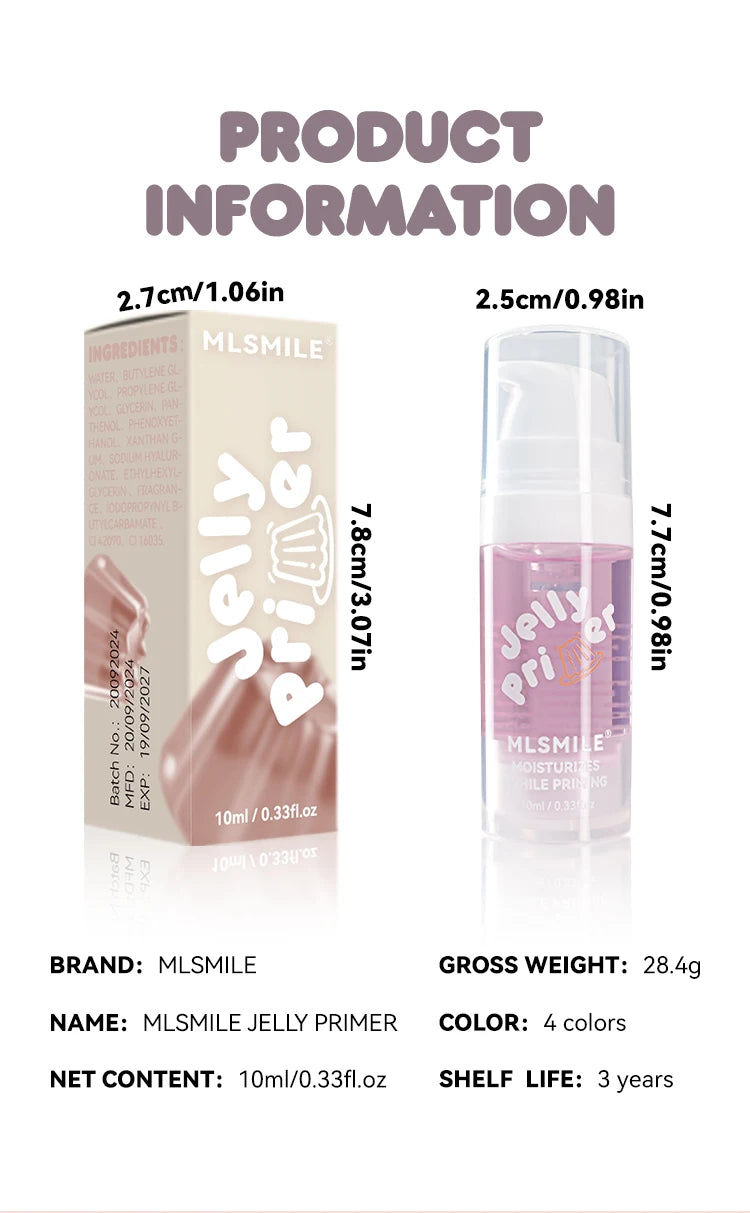 Hydration Boost Primer - Lightweight, Oil-Free, Matte Finish, Transparent Gel For All Skin Types, Natural Look Foundation Cream