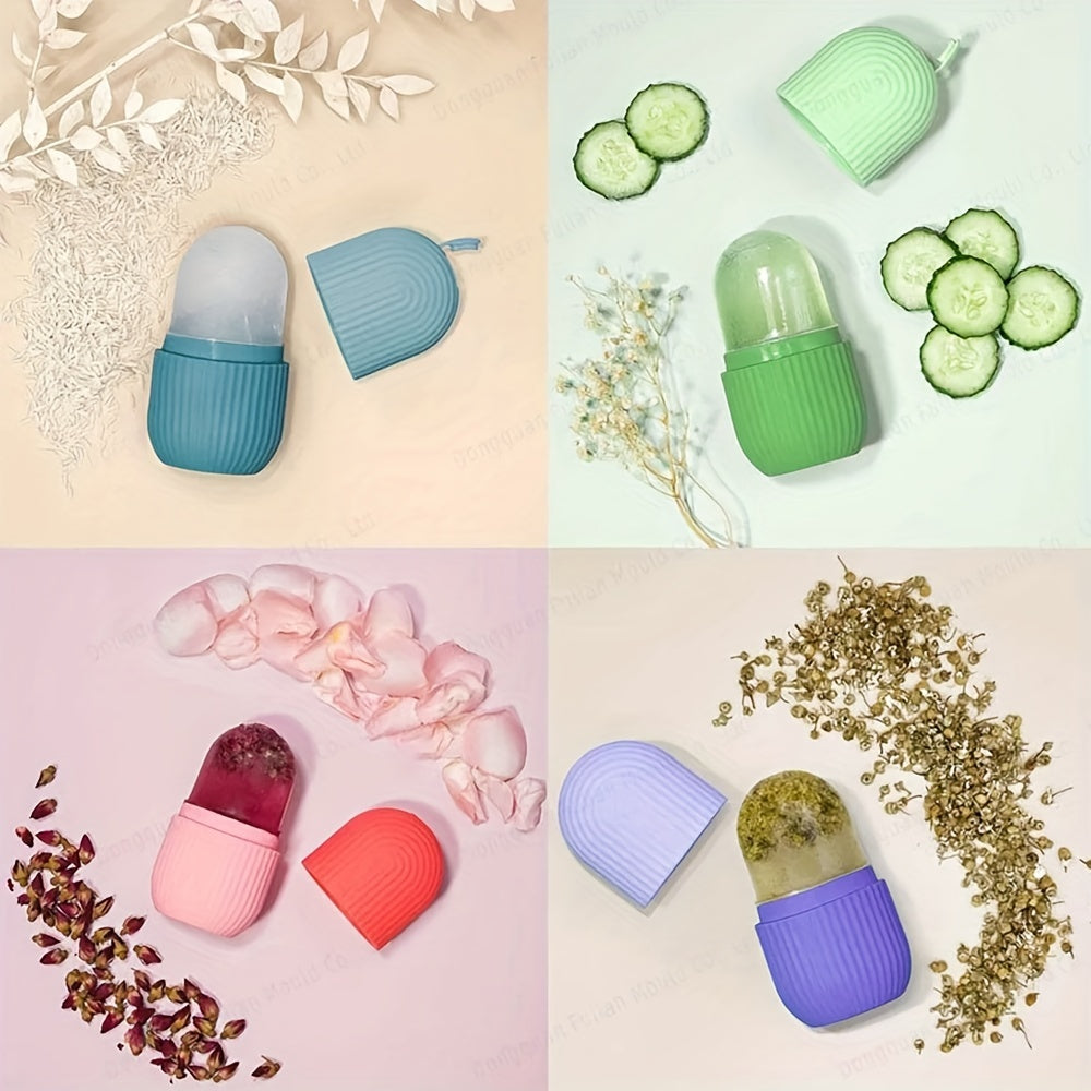 Roller Facial de Gelo em Silicone - Massagem Refrescante para Rosto, Olhos e Pescoço
