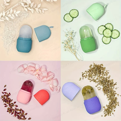 Roller Facial de Gelo em Silicone - Massagem Refrescante para Rosto, Olhos e Pescoço